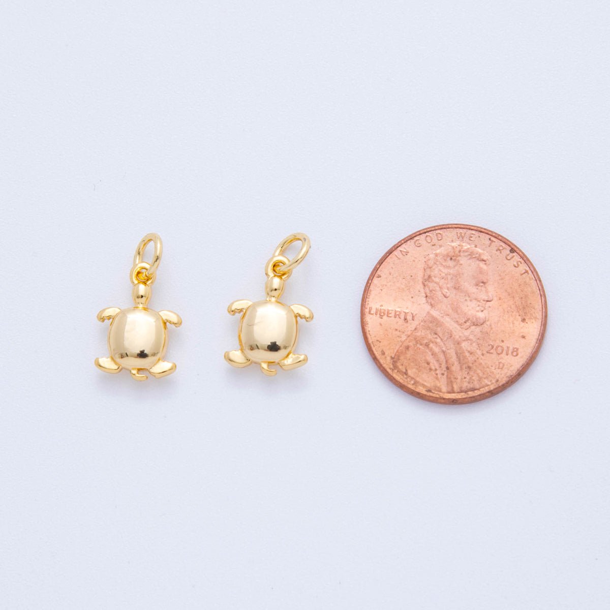 18K Gold Filled Mini Minimalist Turtle Tortoise 3D Multidimensional Charm | N313