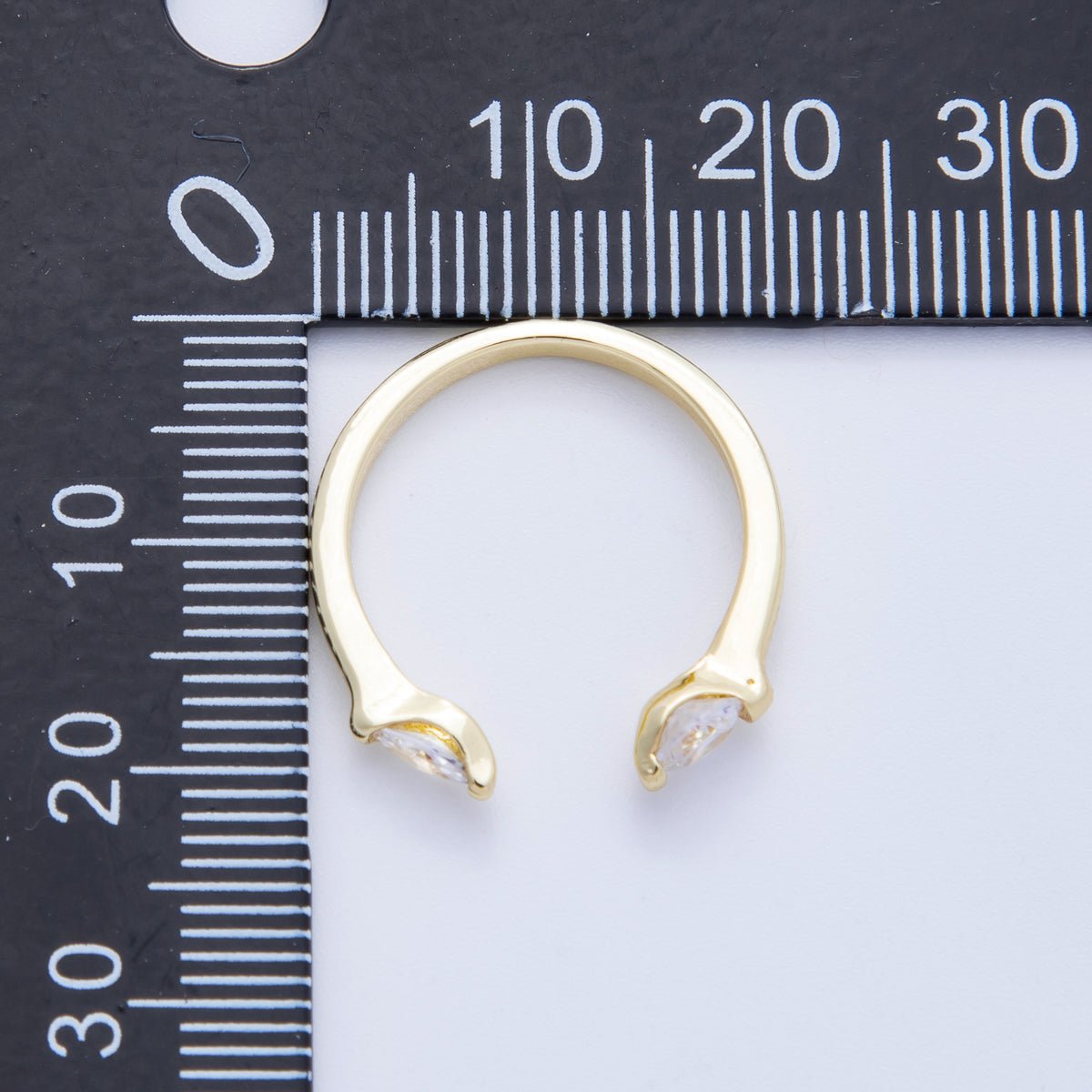 18K Gold Filled Clear Round Marquise CZ Solitaire Wrap Ring | Rings-00039