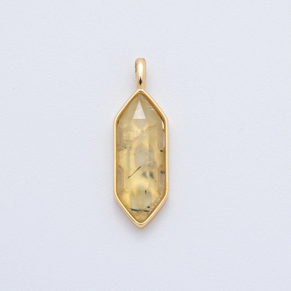 18K Gold Filled Natural Gemstone Hexagon Pendant | AF298 - AF307