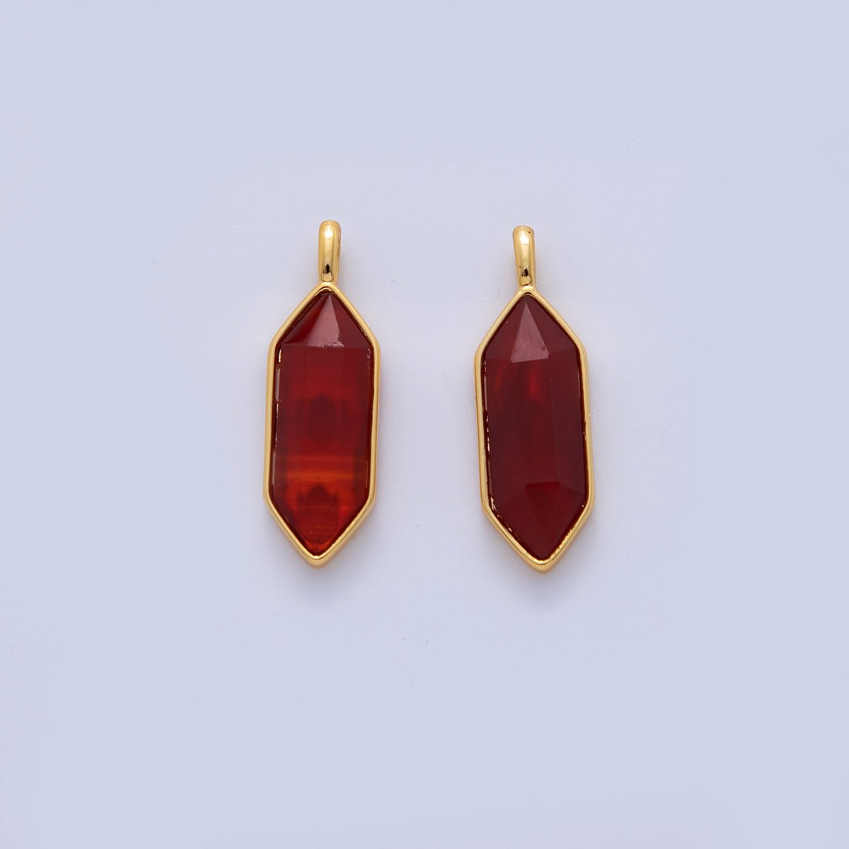 18K Gold Filled Natural Gemstone Hexagon Pendant | AF298 - AF307
