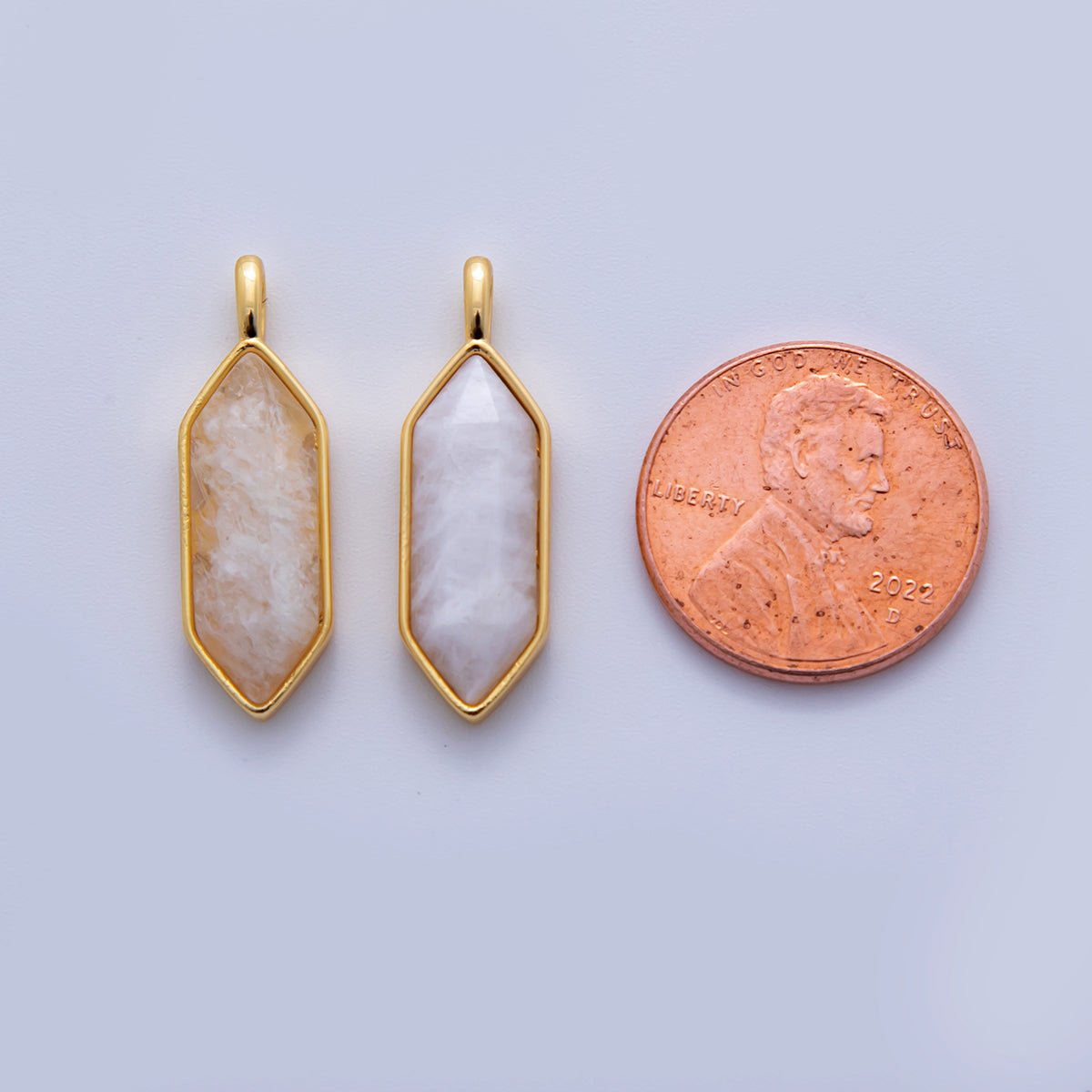 18K Gold Filled Natural Gemstone Hexagon Pendant | AF298 - AF307