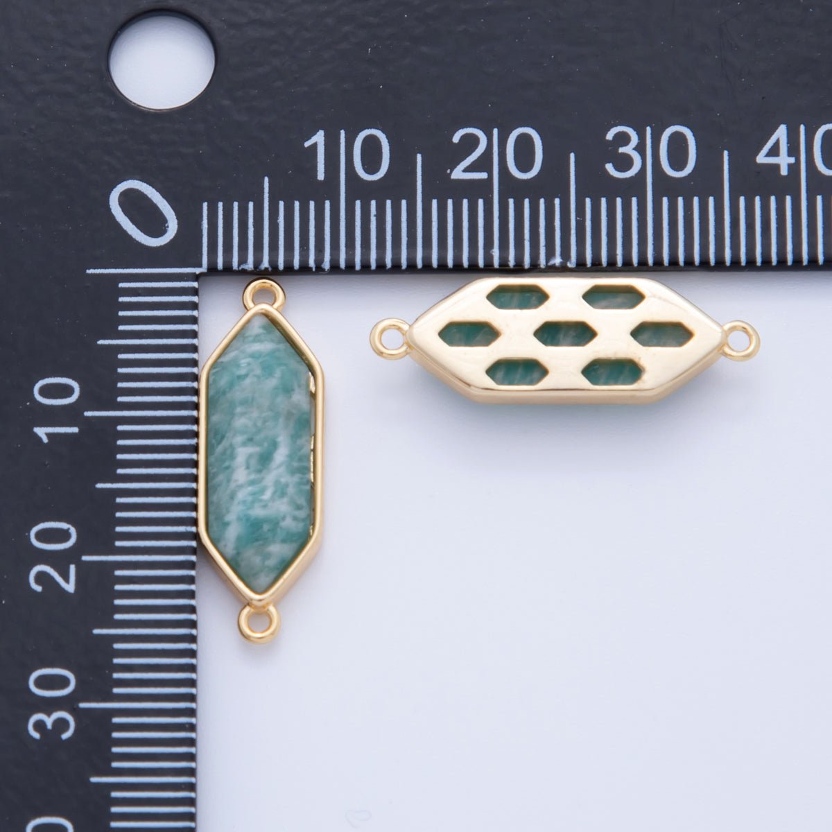 18K Gold Filled Natural Gemstone Hexagon Pendant | Y035 - Y044