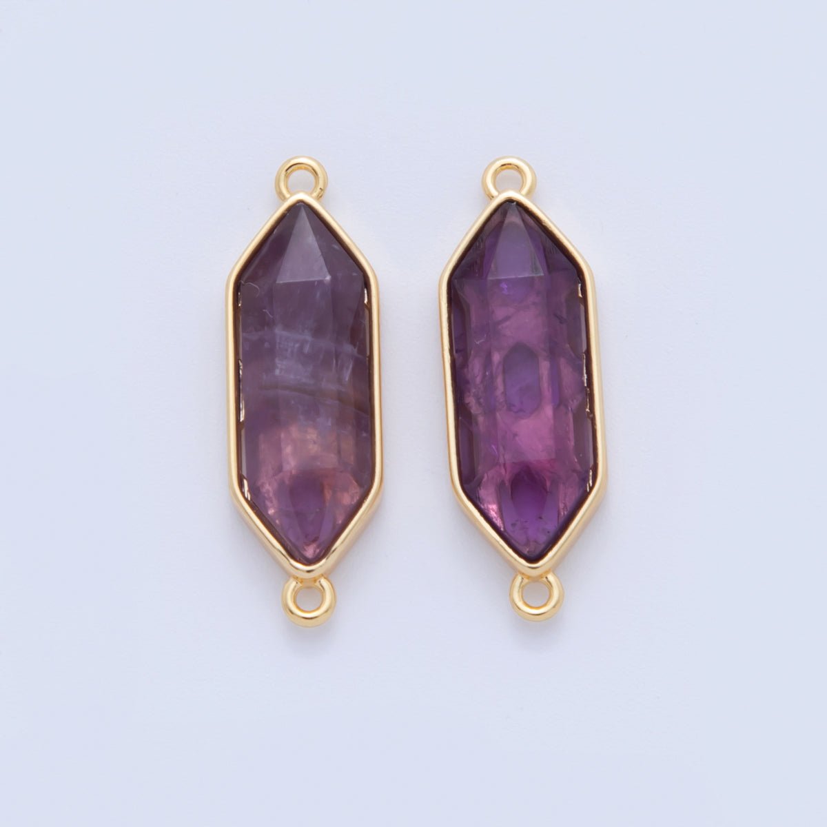 18K Gold Filled Natural Gemstone Hexagon Pendant | Y035 - Y044