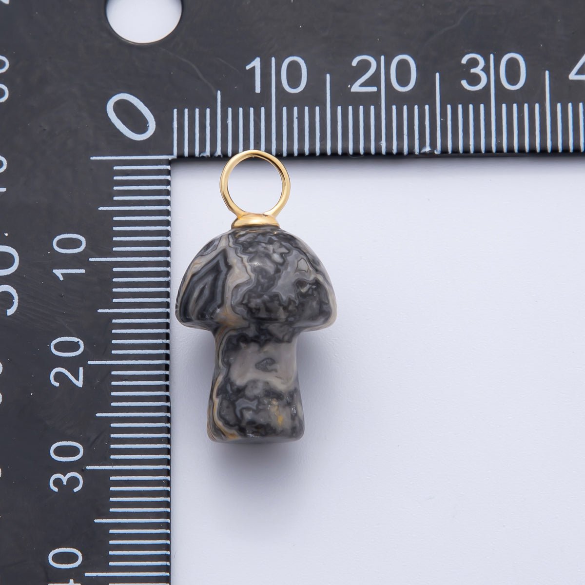 18K Gold Filled Natural Gemstone Mushroom Drop Charm | E404 - E416