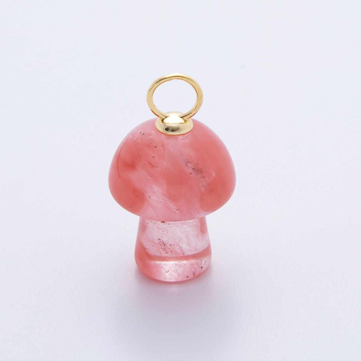 18K Gold Filled Natural Gemstone Mushroom Drop Charm | E404 - E416