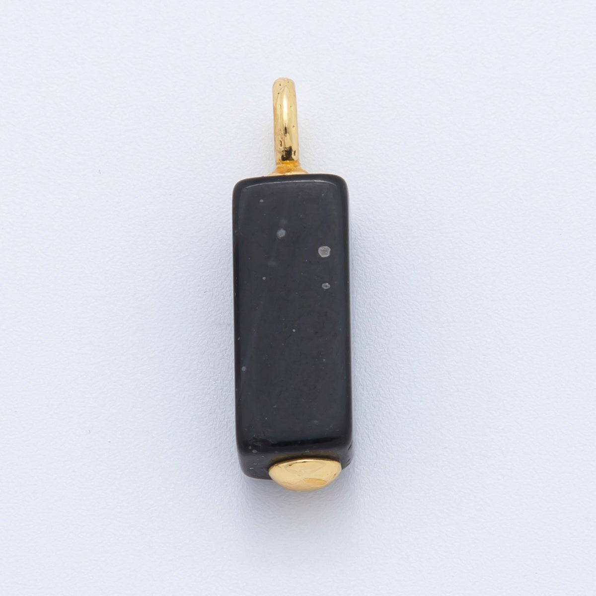 18K Gold Filled 30mm Natural Gemstone Rectangle Tube Charm | AF787 - AF790