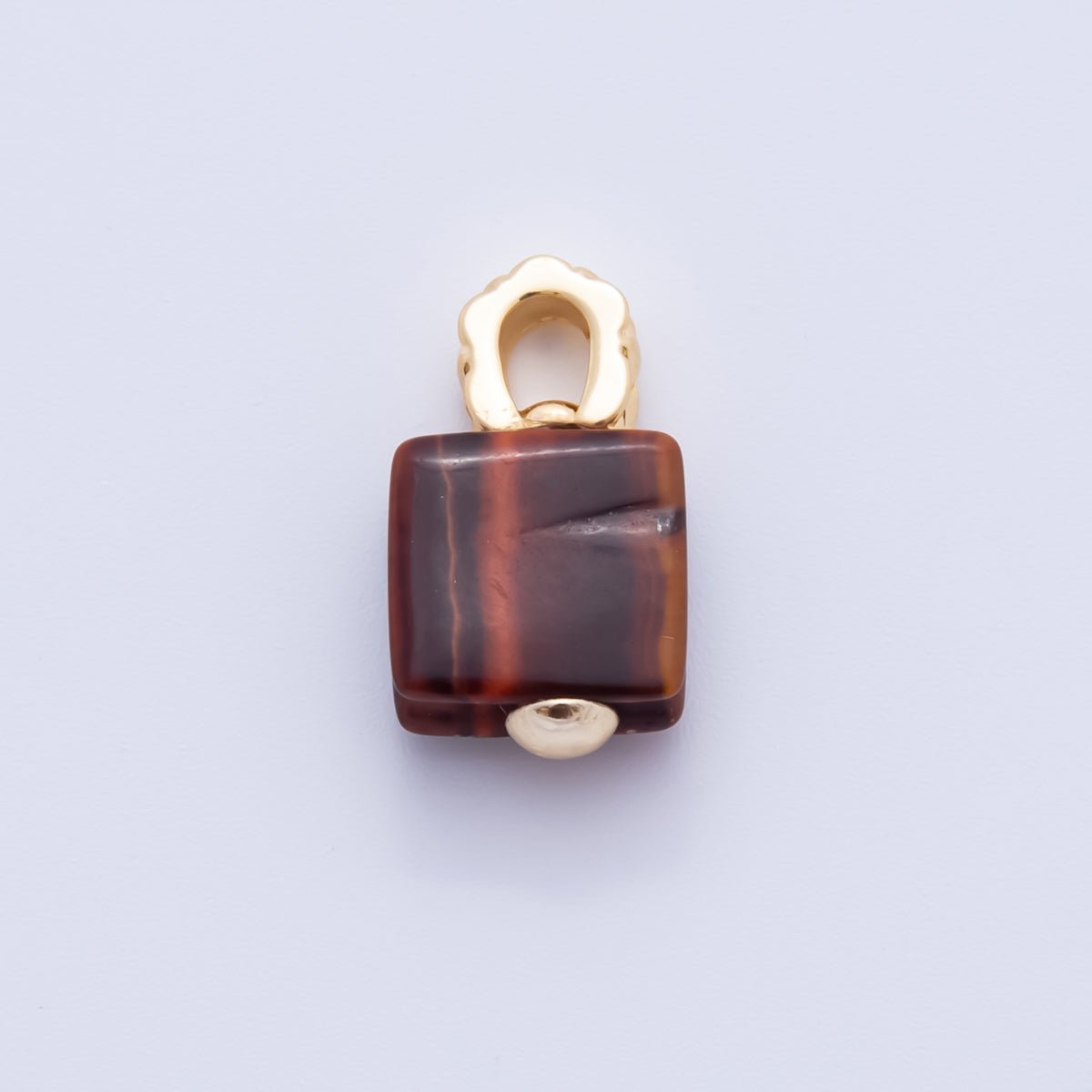 18K Gold Filled Natural Gemstone Square Quilted Drop Charm | AH819 - AH824