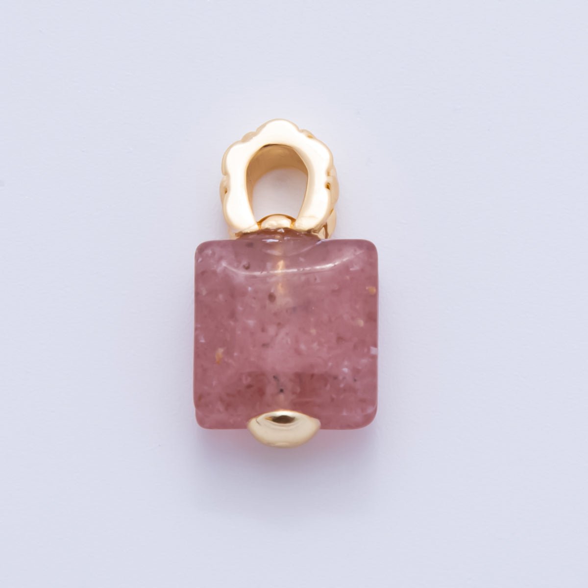 18K Gold Filled Natural Gemstone Square Quilted Drop Charm | AH819 - AH824
