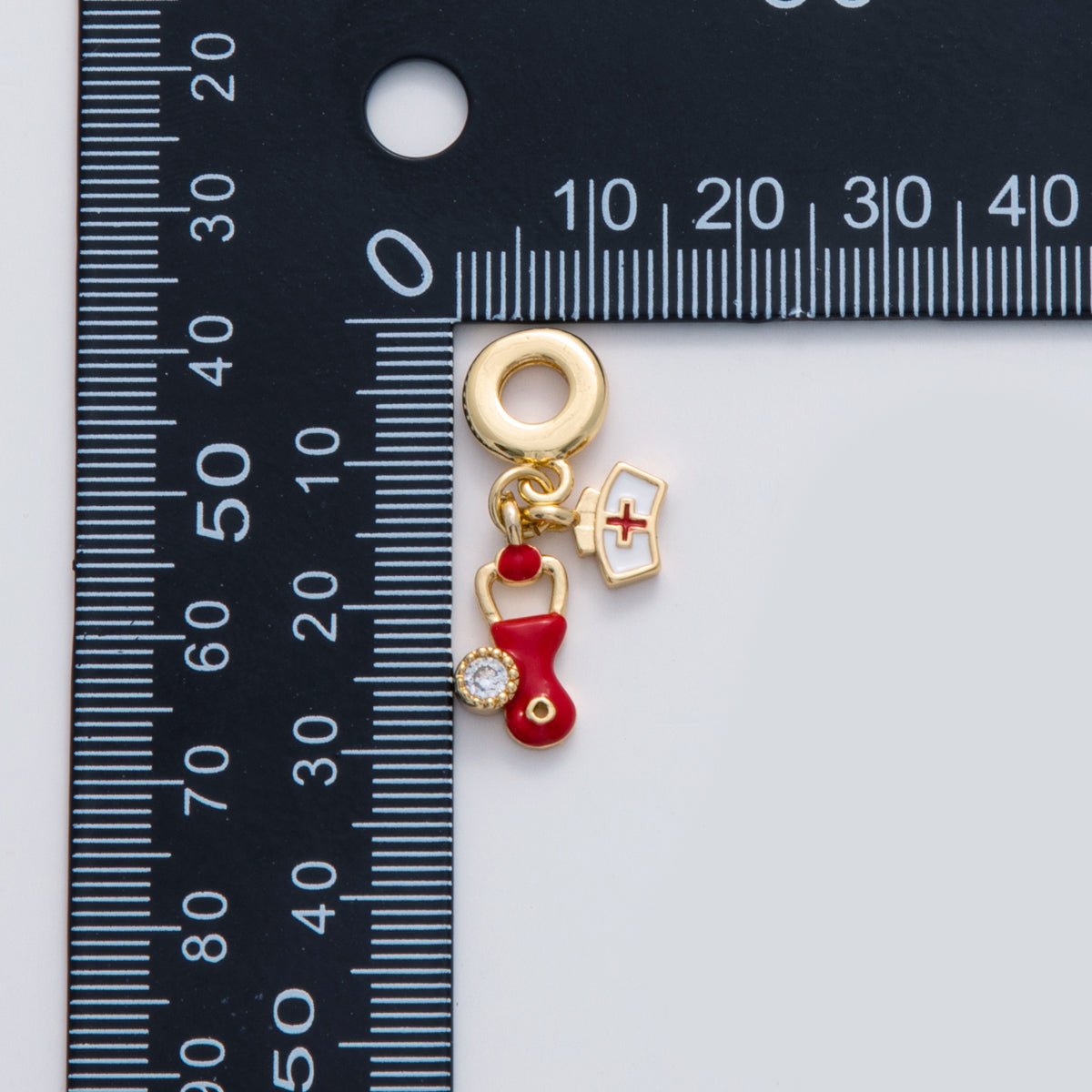 18K Gold Filled Nurse Stethoscope Rhondelle Drop Pendant | C272