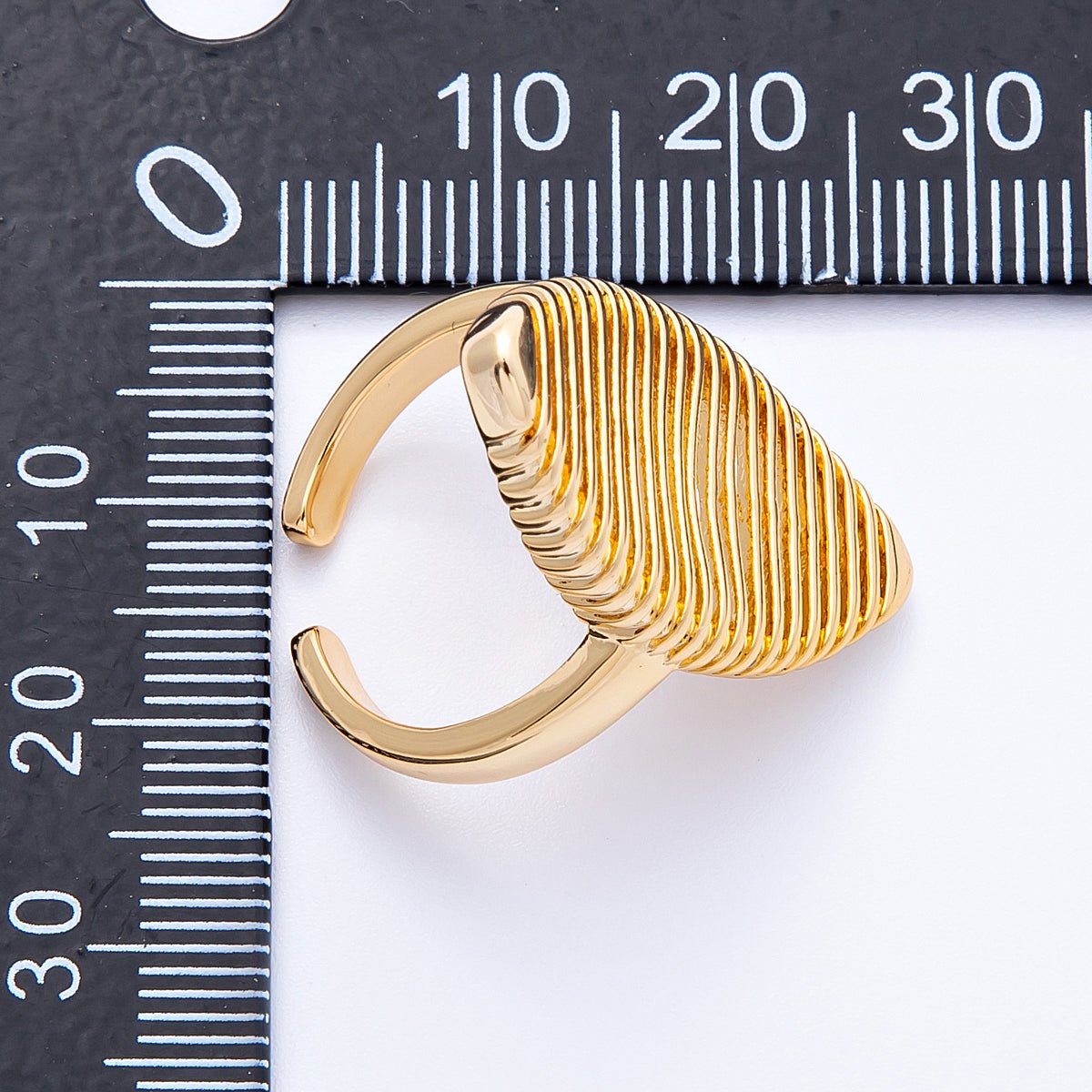 18K Gold Filled Open Linear Lined Navette Geometric Ring | Rings-00056