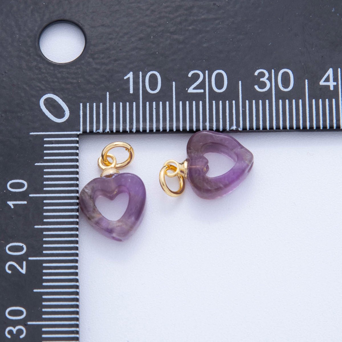 18K Gold Filled Purple Amethyst Gemstone Heart Charm | AC1548
