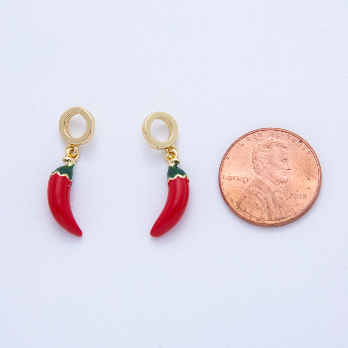 18K Gold Filled Red Chili Peppers Rhondelle Drop Pendant | AF341