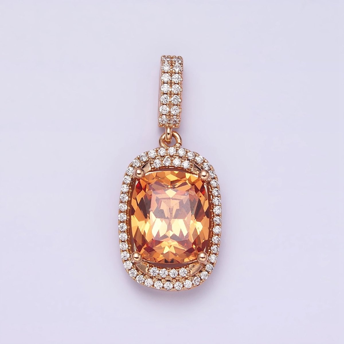 18K Gold Filled Red, Purple, Pink, Peach CZ Micro Paved Lined Pendant | AA515 - AA518