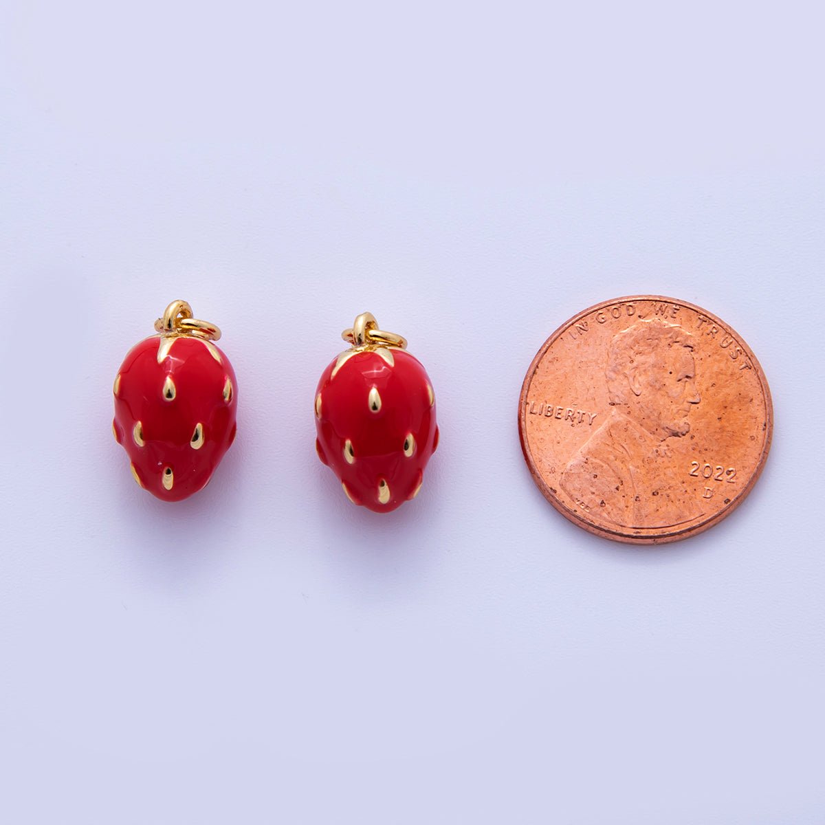 18K Gold Filled Red Strawberry Fruit Charm | AF311
