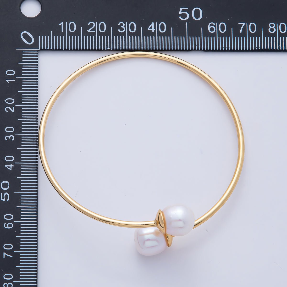 18K Gold Filled Shell Pearl Minimalist Coil Wrap Cuff Bracelet | WA-3852