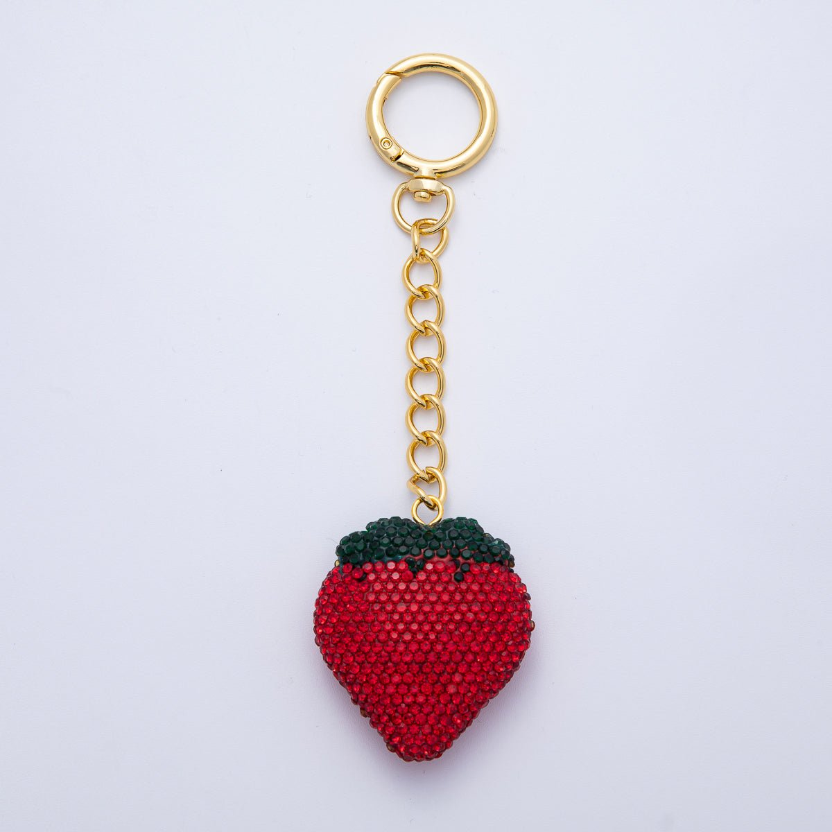 18K Gold Filled Strawberry Bedazzled Bag Charm Keychain Push Gate Accessories | WB-00248 ~ WB-00253