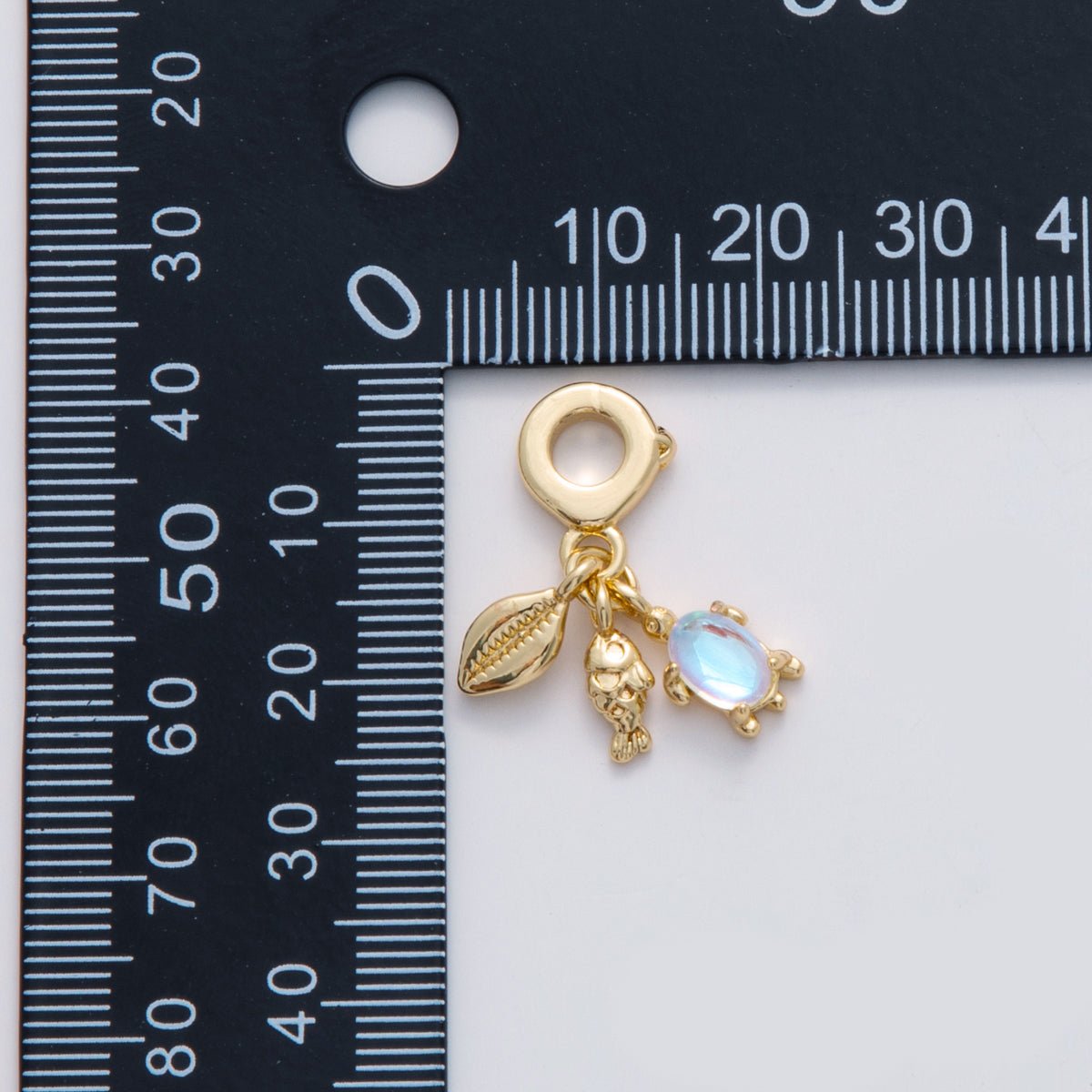 18K Gold Filled Turtle Fish Conch Shell Rhondelle Drop Pendant | C101
