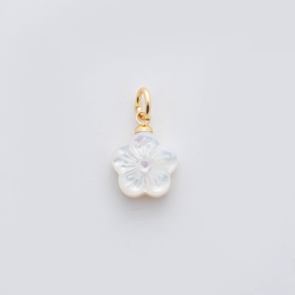 18K Gold Filled White Shell Pearl Daisy Flower Charm | AJ309