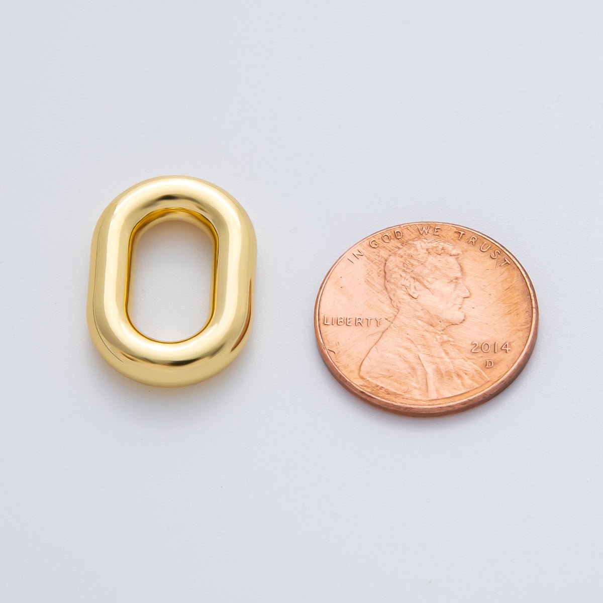 18K Gold Plated 20mm Minimalist Oval Oblong Charm Link Finding in Gold & Silver | Z1430