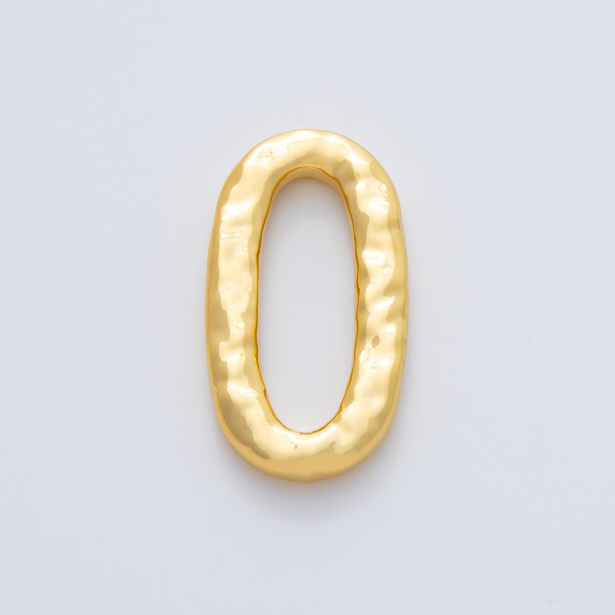 18K Gold Plated 26mm Hammered Oval Oblong Charm Link Finding in Gold & Silver | Z1433