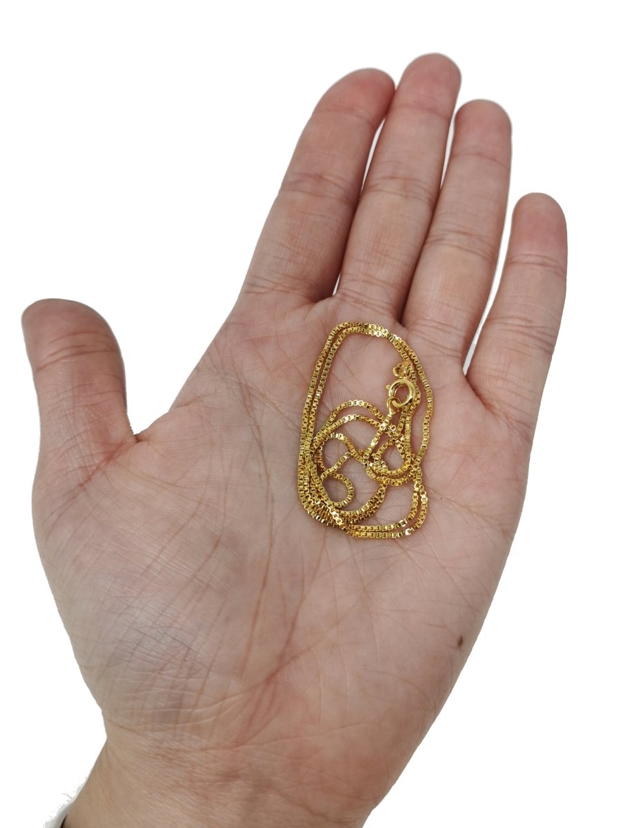 19.6 inch Ready To Wear 24K Gold Plated Layering Box Chain Necklace, Dainty 1.2mm Box Necklace w/ Spring Ring | CN-282 Clearance Pricing
