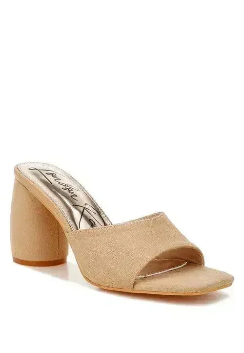 Micro Suede Block Heel Sandals - 3" Walkable Slip-Ons - Office to Outing