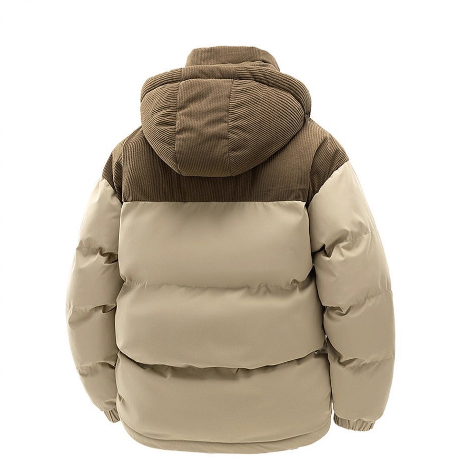Thick Corduroy Patchwork Jacket Winter Zip-up Stand Collar Coat Casual Commuter Long-sleeved Cardigan Top Outwear Women&