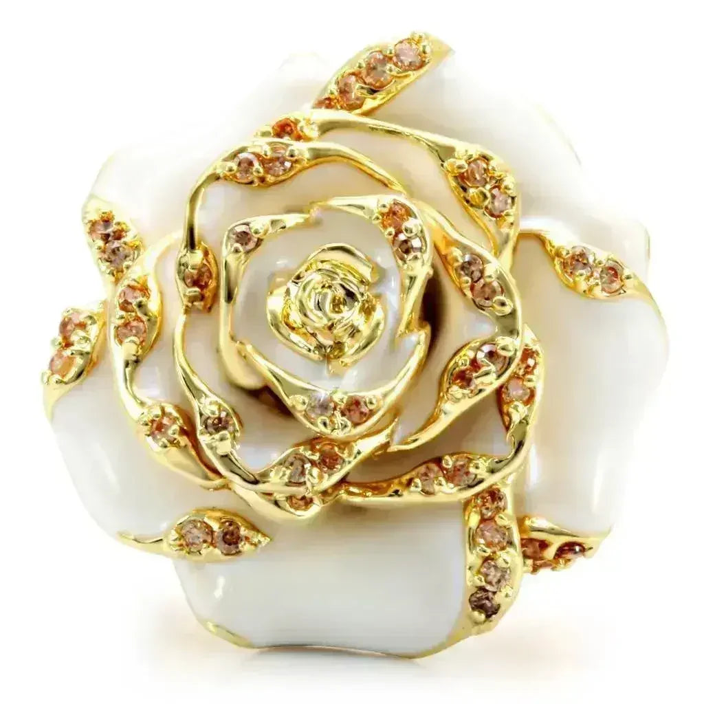 1W040 - Gold Brass Ring with AAA Grade CZ in Champagne