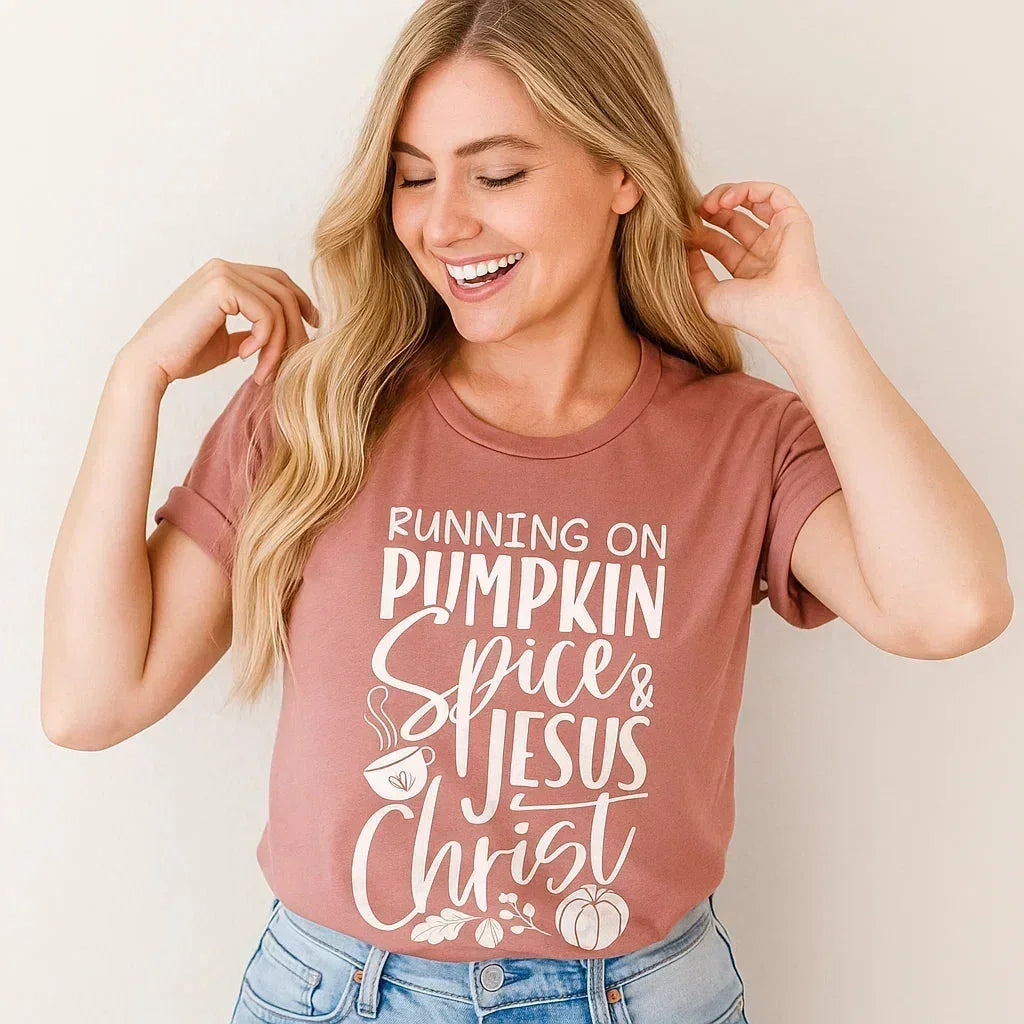 Running on Pumpkin Spice & Jesus Christ Tee