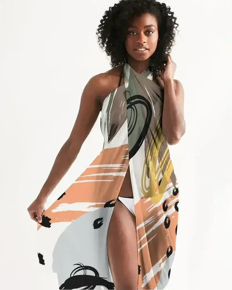 Sheer Circular Multicolor Green Swimsuit Cover Up