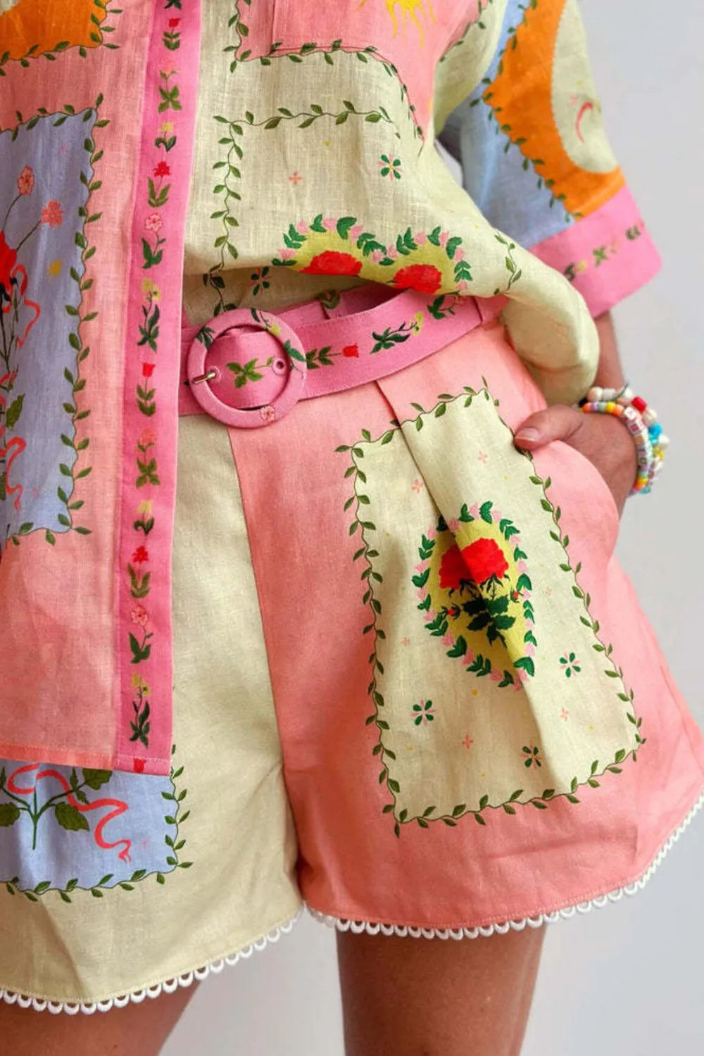 Printed Short Sleeve Shirt and Shorts Set