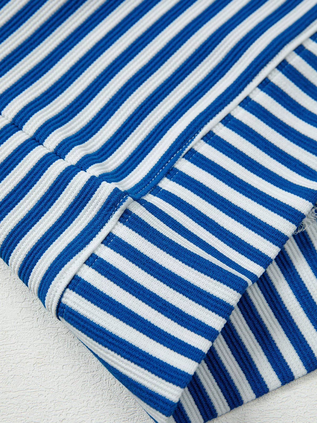 Stripe Quarter Zip Collar Long Sleeve Top