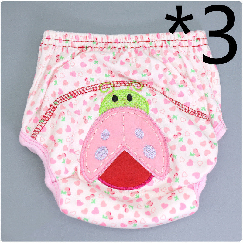Summer Embroidered Baby Cotton Learning Pants Diaper Pocket Waterproof Training Pants Leak-Proof Breathable Bread Pants