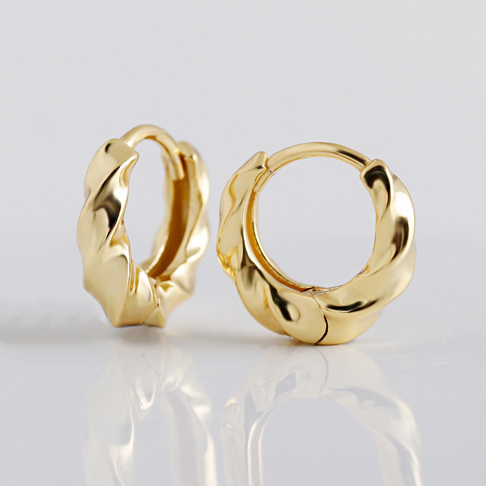Golden Circle Twisted S925 Silver Ear Clip