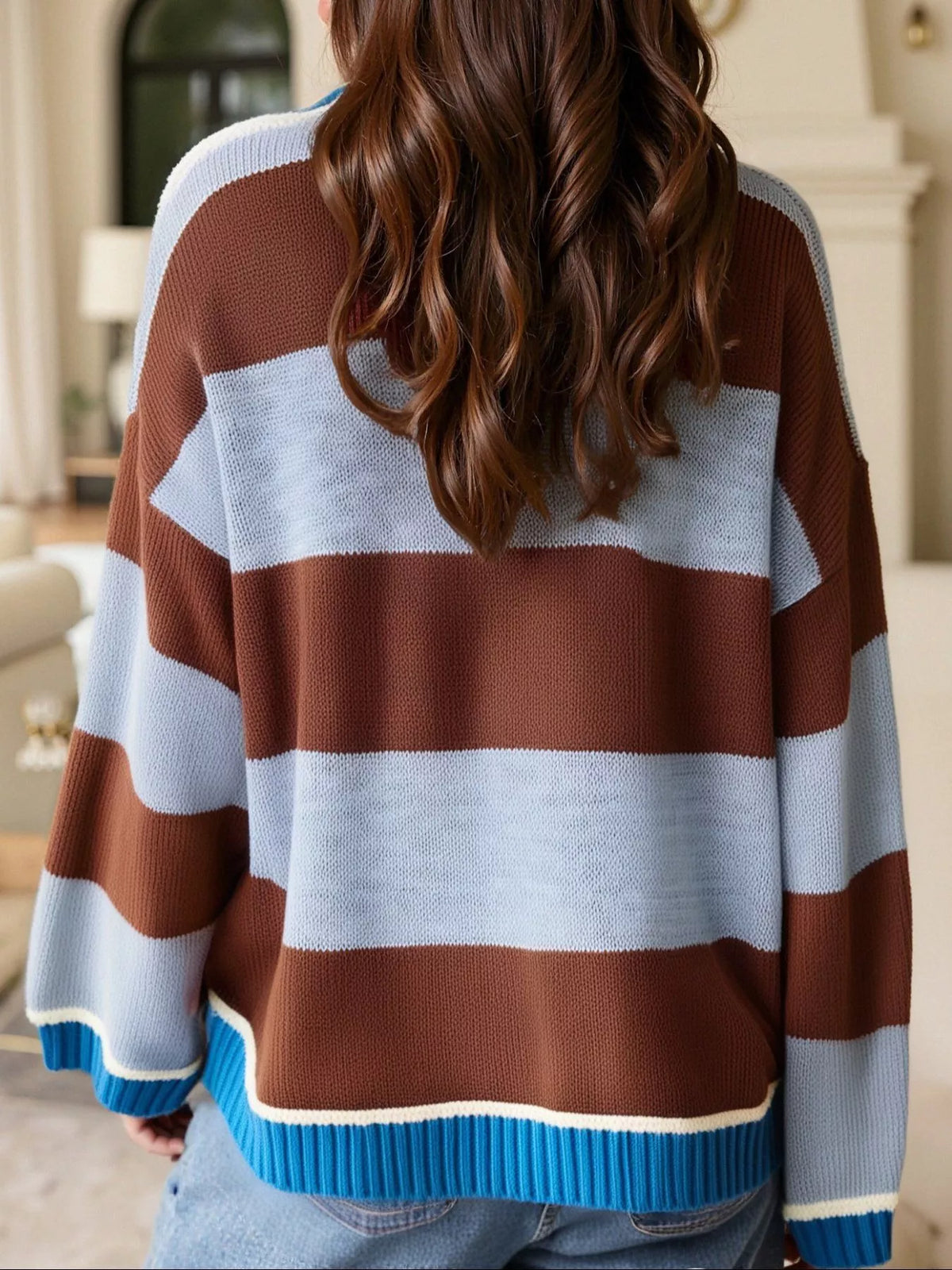 Color Block Round Neck Sweater