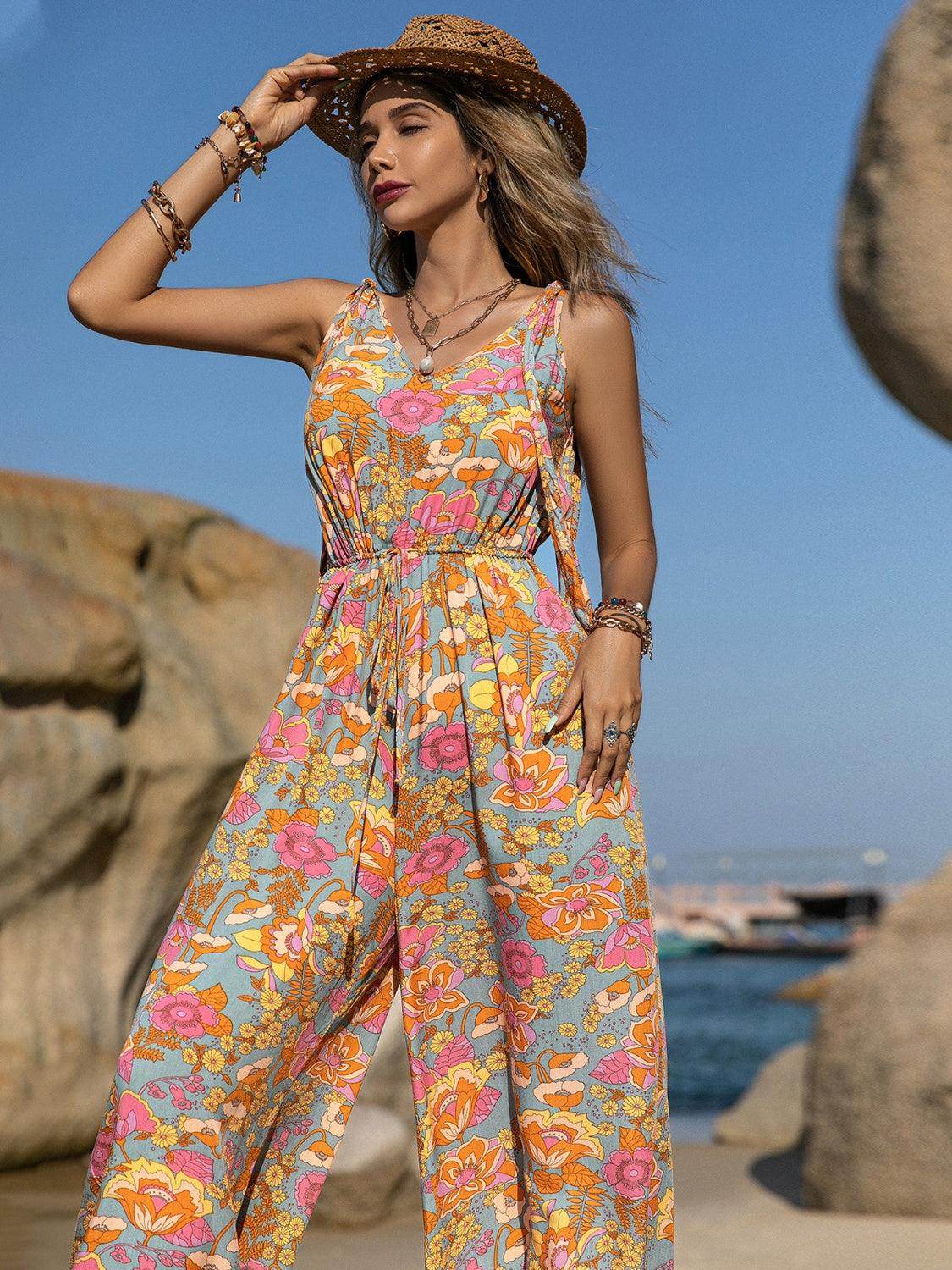 V-Neck Wide Leg Jumpsuit for Effortless Chic Style