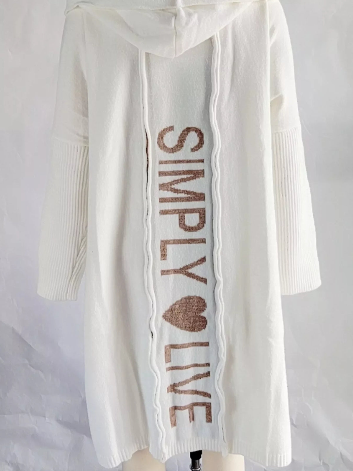 Full Size Hooded Knit Open Front Cardigan Plus Size