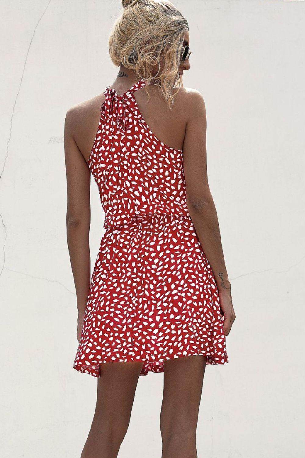 Stylish Printed Grecian Neck Mini Dress for Women