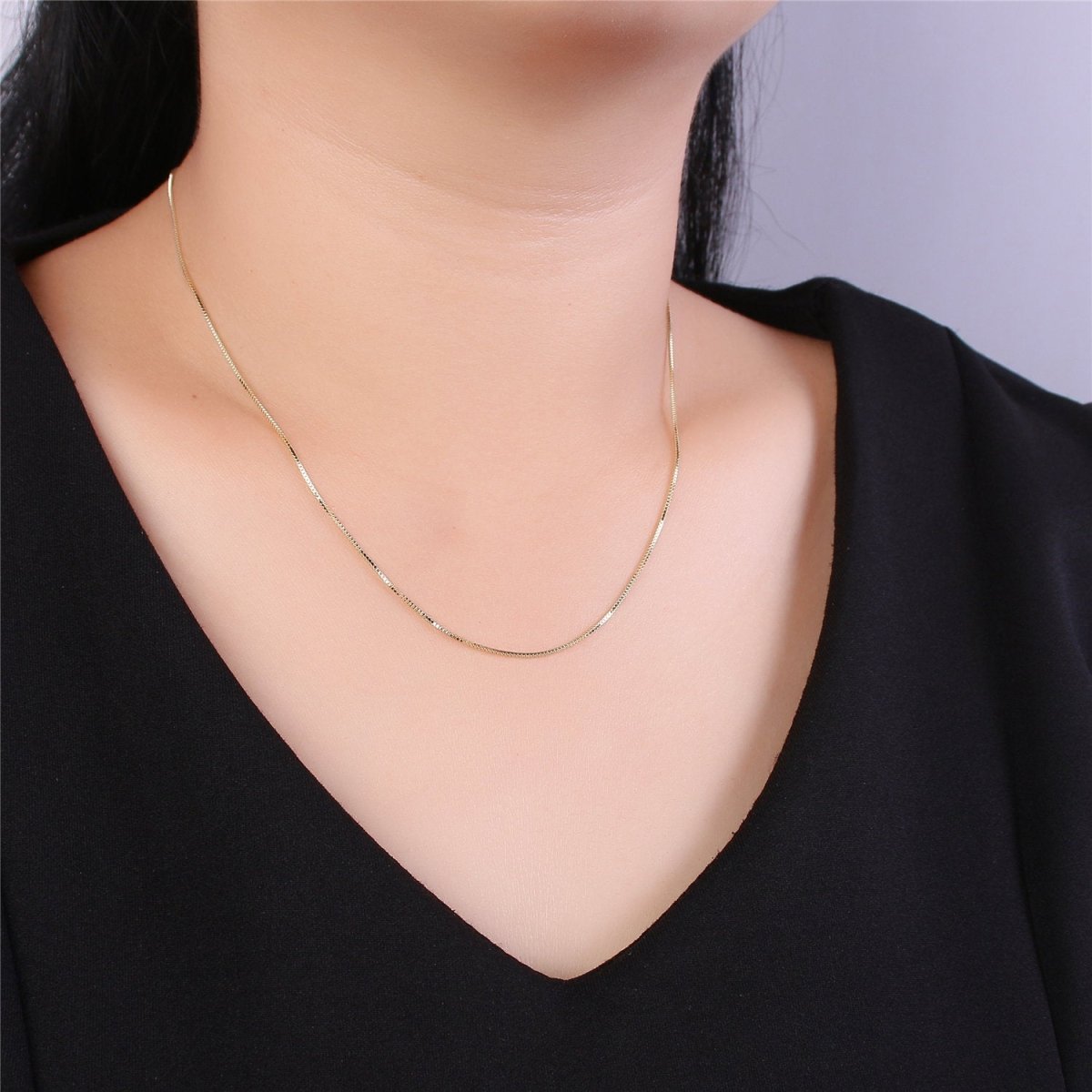 1mm Dainty Box Chain 18 Inch Layering Necklace | CN-533 Clearance Pricing