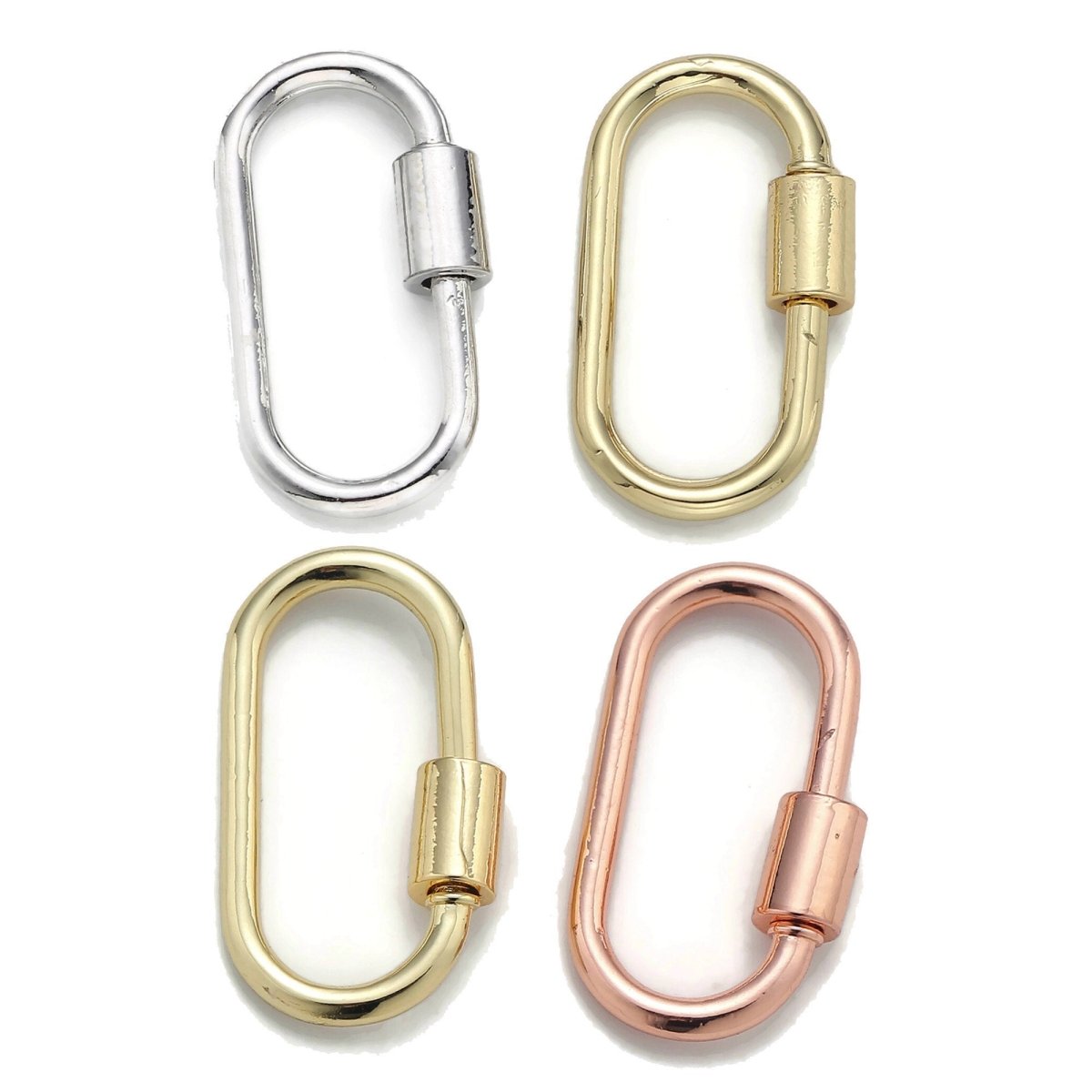 1pc Carabiner Screw Clasp, Screw Clasp Oval , Interlocking Oval Clasp, Oval Shaped Clasps, Gold, Silver, and Rose Gold Color