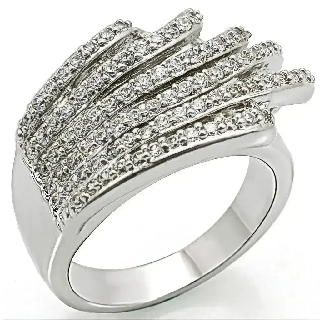 1W018 Rhodium Brass Ring – AAA CZ Stone (9.20g) | Hypoallergenic