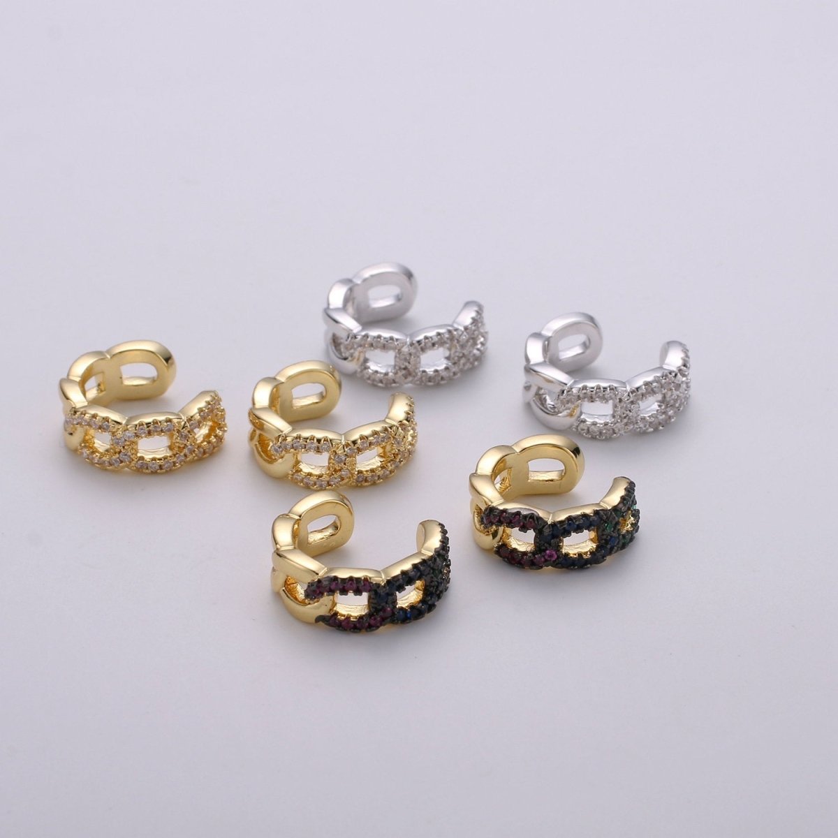 1x Gold Ear Cuff-Upper Ear Earring No Piercing-Helix Ear Cuff-Cartilage Ear Cuff-Ear cuff no piercing-Ear Cuff Earring-Link Chain Earcuff AI-127 AI-128