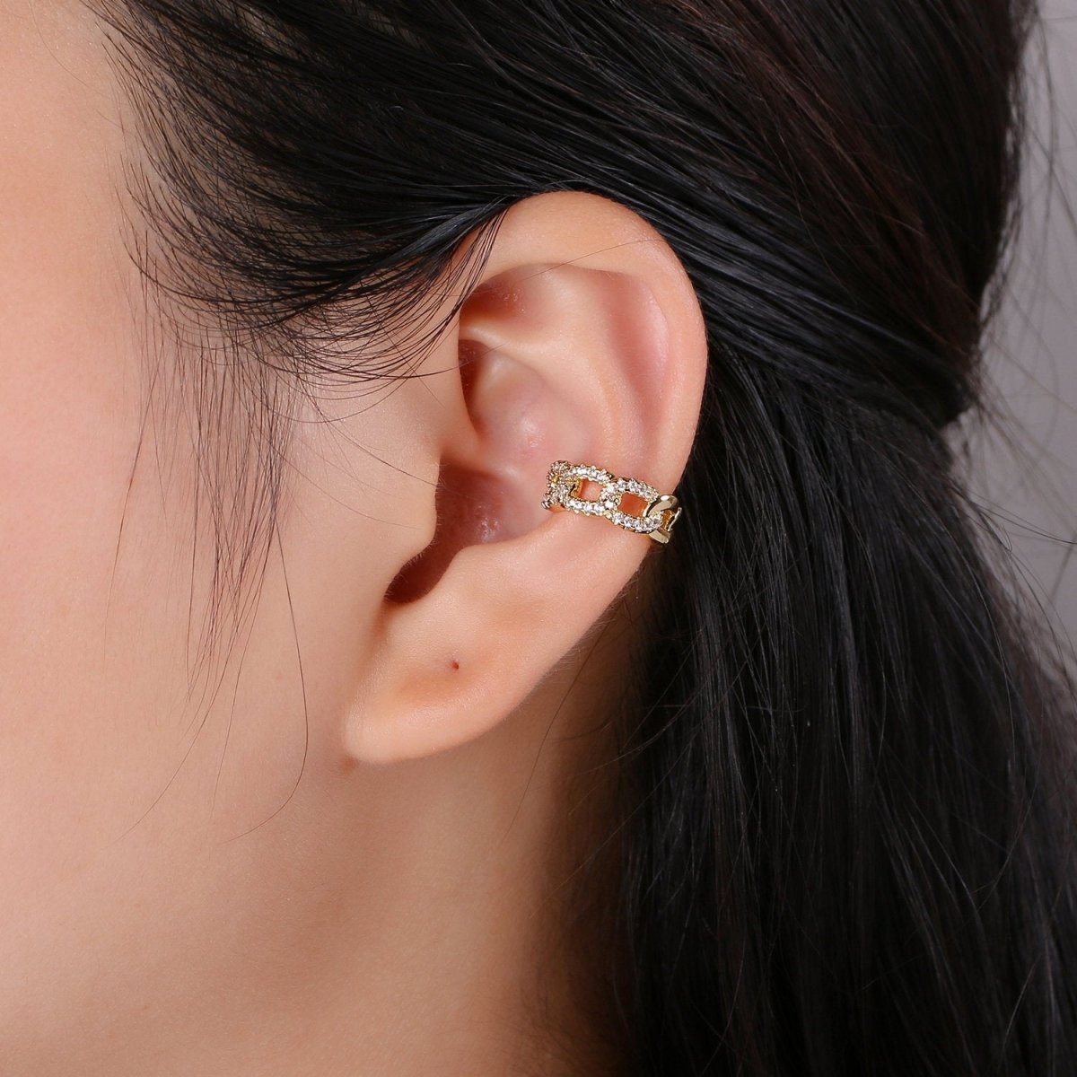1x Gold Ear Cuff-Upper Ear Earring No Piercing-Helix Ear Cuff-Cartilage Ear Cuff-Ear cuff no piercing-Ear Cuff Earring-Link Chain Earcuff AI-127 AI-128