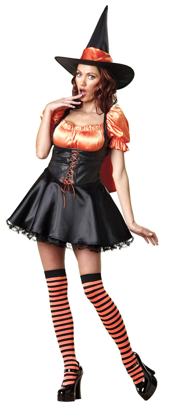 Wicked Wishes Orange and Black Womens Witch Costume Size Small