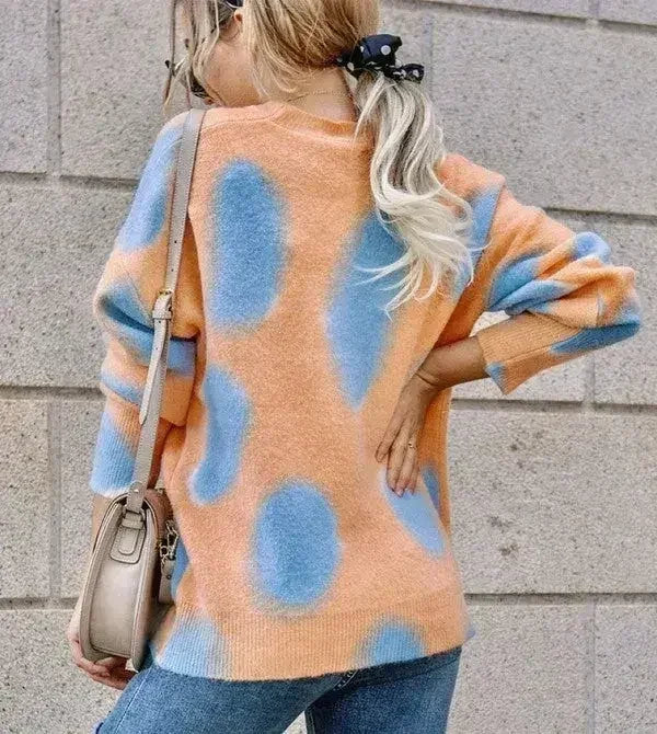 Pattern Drop Shoulder Sweater - Oversized Winter | Femstylo