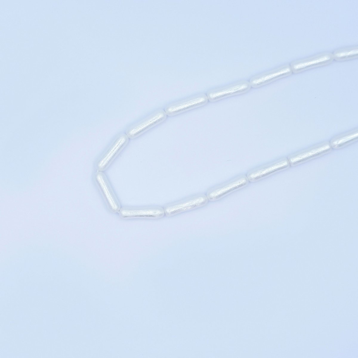 20mm White, Peach Biwa Rectangular Freshwater Pearl Strand | WA-2984 WA-2985