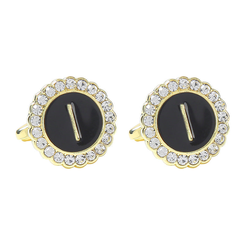 Round Diamond French Cufflinks Men&
