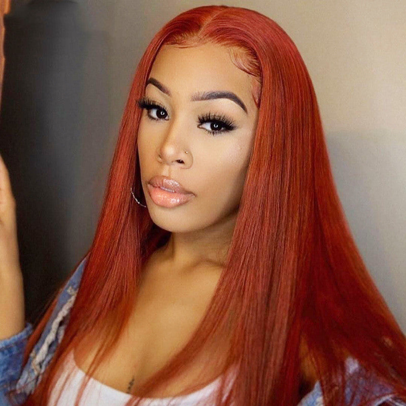 Dark Orange Straight Wig Headgear