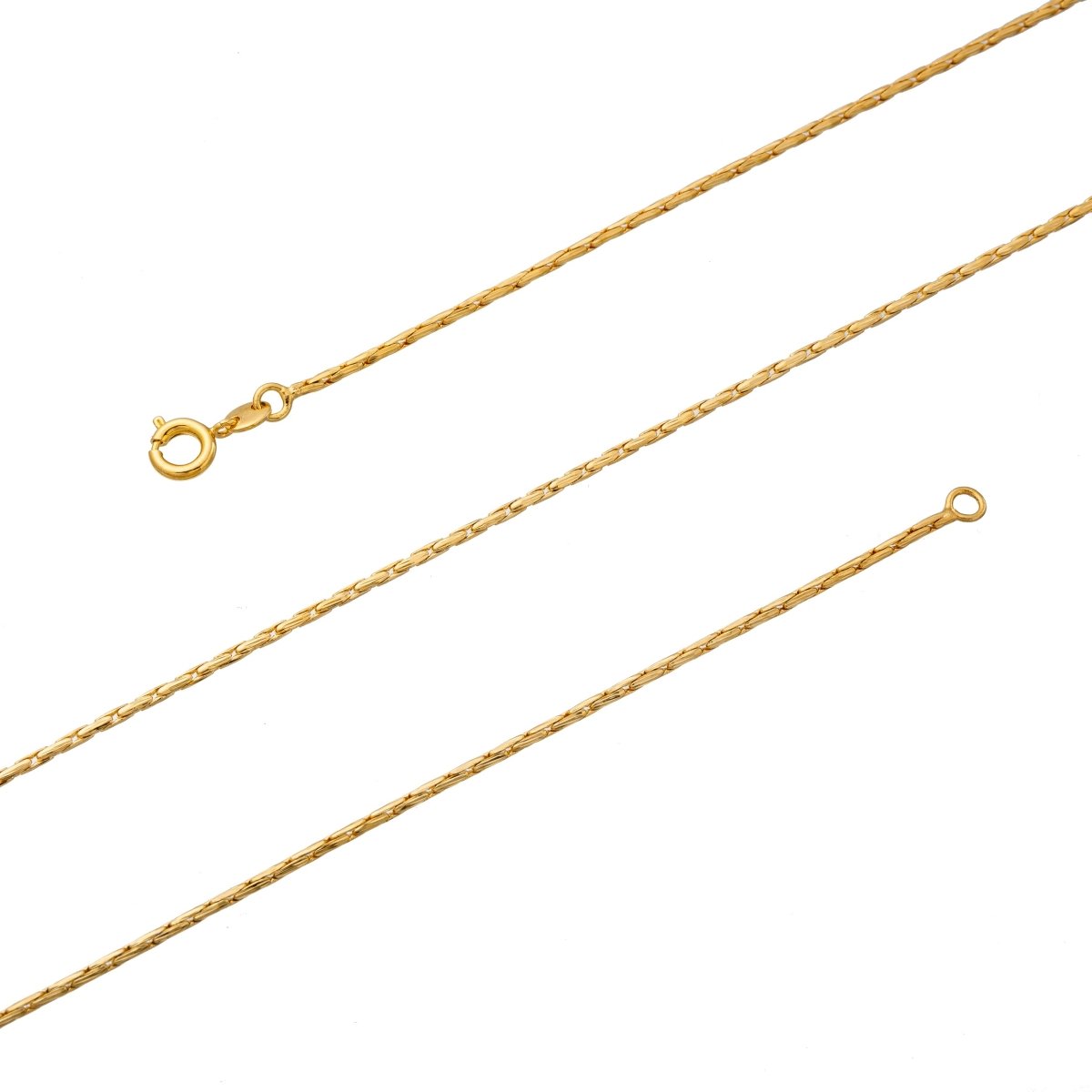 23.5 inch Boston Chain Necklace, 24K Gold Plated Finished Designed Chain Necklace, Dainty 0.8mm Designed Necklace w/ Spring Ring | CN-287 Clearance Pricing