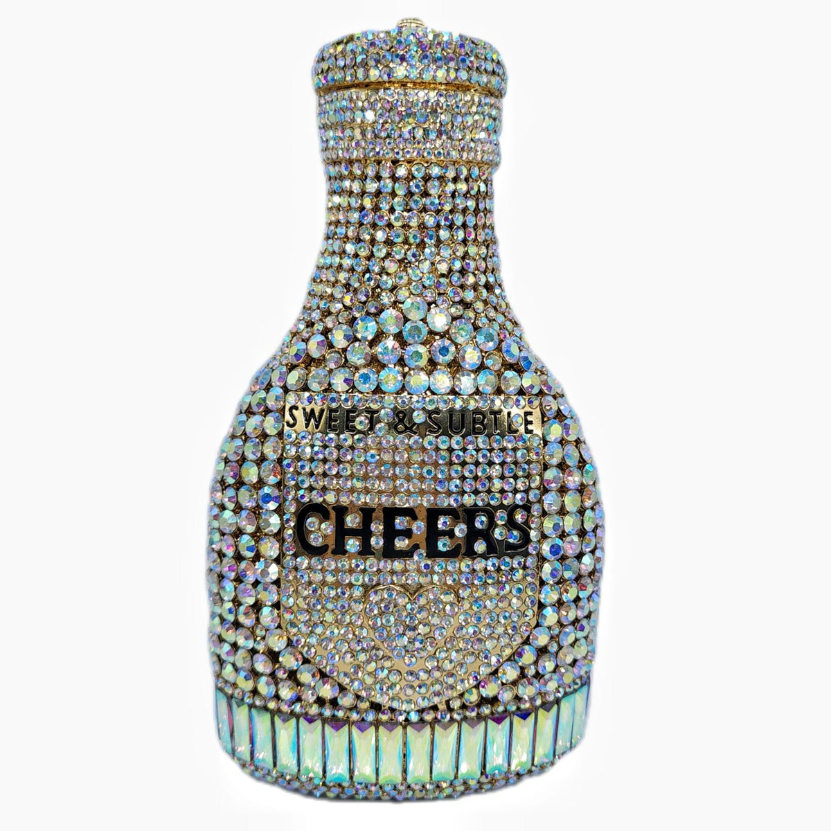 Champagne Bottle Rhinestone Evening Clutch Women&